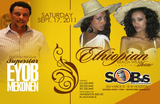 NYC: Reggae Star Eyob Mekonen & Fashion Show at SOB’s – Sept 17th