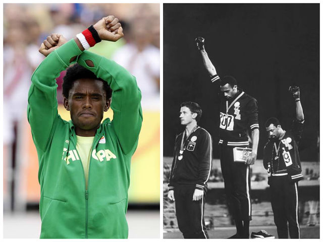 In Pictures: Feyisa Lilesa’s Daring Protest Reminiscent of 1968 Olympics